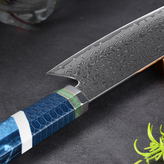 8.5-Inch Kiritsuke Chef's Knife, Damascus Steel, Resin