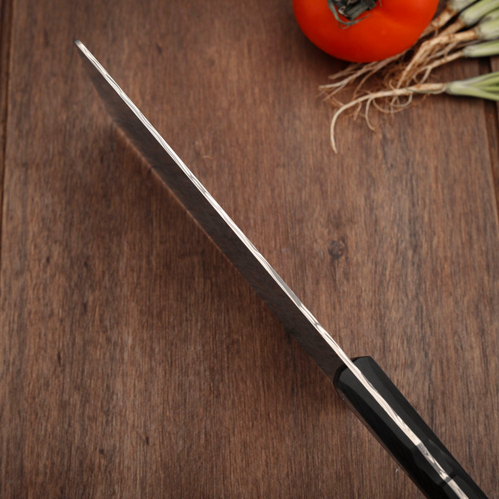 Custom Cleaver Knife, Powder Damascus Steel 188mm, Carbon Fiber
