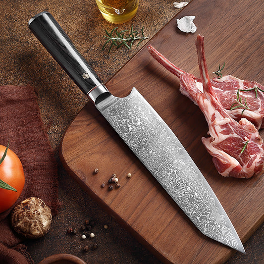 T Series 8-Inch Kiritsuke Knife, Damascus Steel, Wood, TK1102