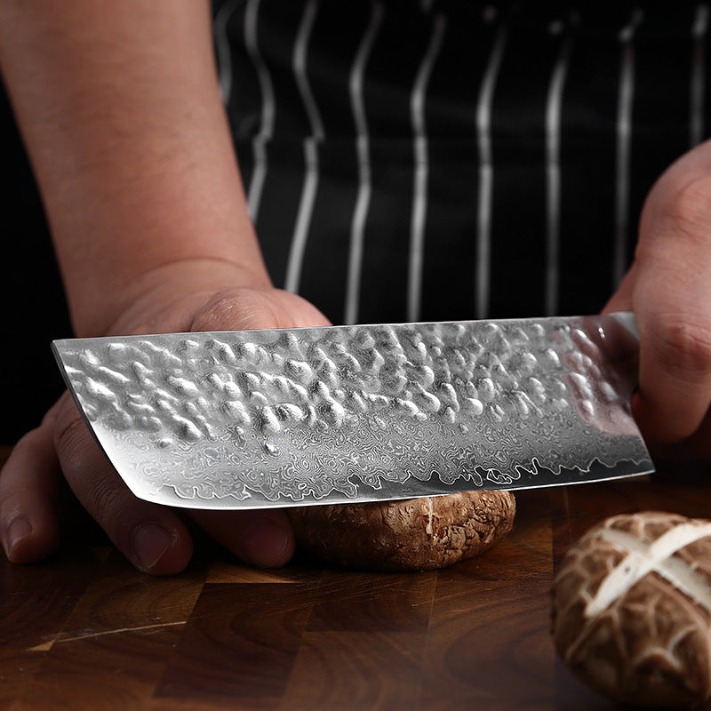 L Series 6.6-Inch Nakiri Knife, Damascus Steel, Wood, Red