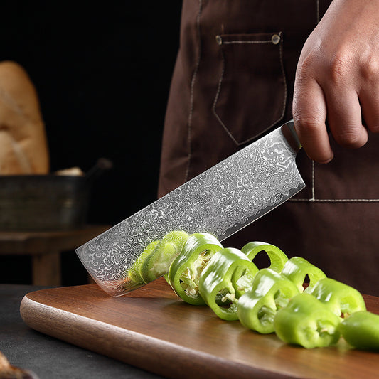 T Series 6.8-Inch Nakiri Knife, Damascus Steel, Wood, TN1101