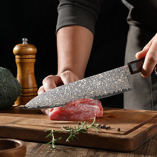 7.8-Inch Chef Knife, Copper Damascus Steel, Ebony Wood, CDC111