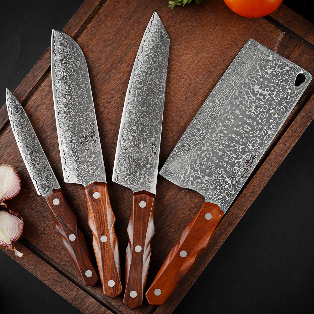Damascus Steel Santoku 175mm (6.9") Rosewood Handle