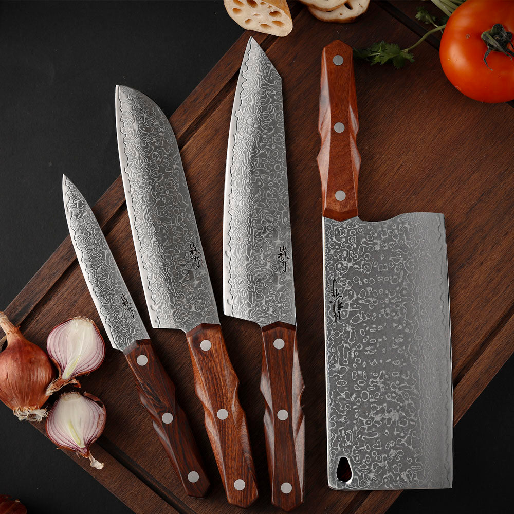 Damascus Steel Santoku 175mm (6.9") Rosewood Handle