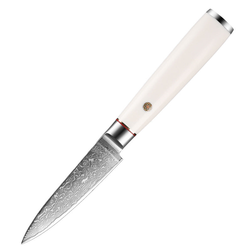T Series 3.5-Inch Paring Knife, Damascus Steel, ABS, White