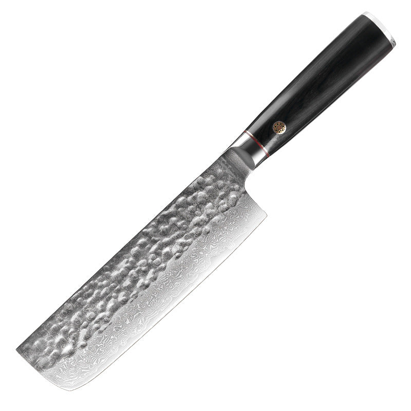 T Series 6.6-Inch Hammered Nakiri Knife, Damascus Steel, Wood