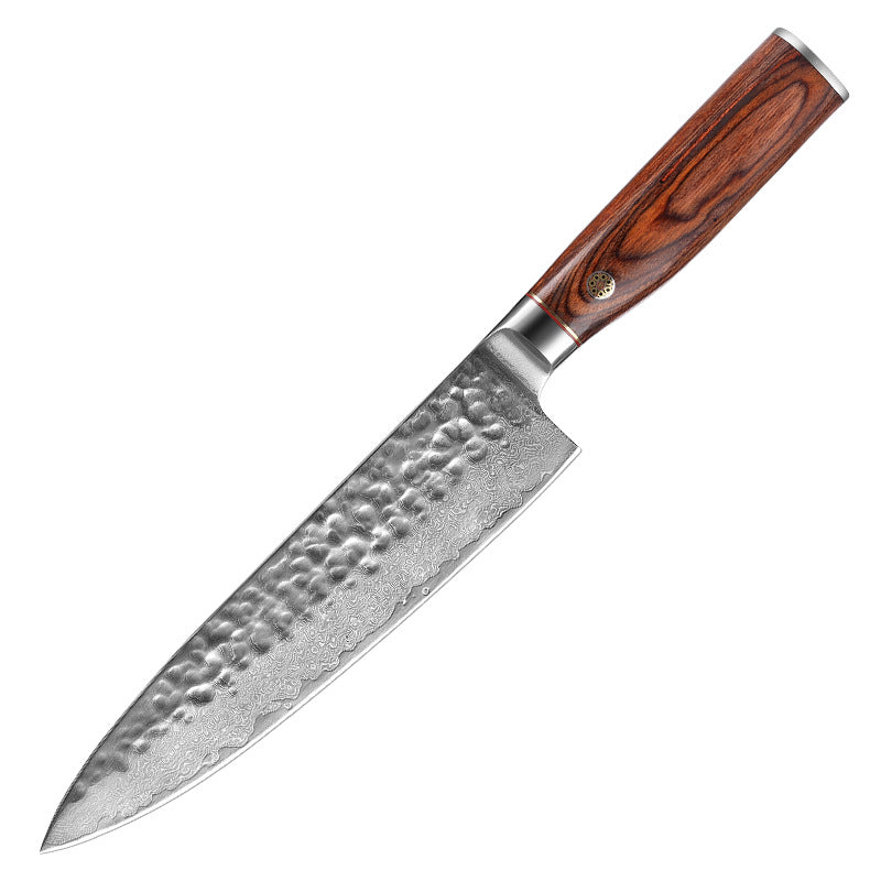 L Series 7.8-Inch Chef Knife, Damascus Steel, Wood, Red