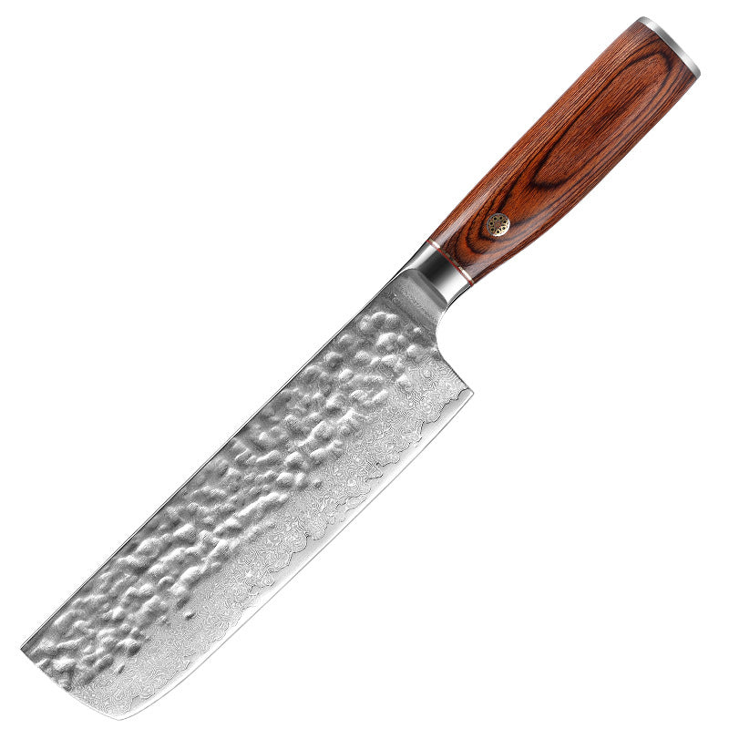 L Series 6.6-Inch Nakiri Knife, Damascus Steel, Wood, Red