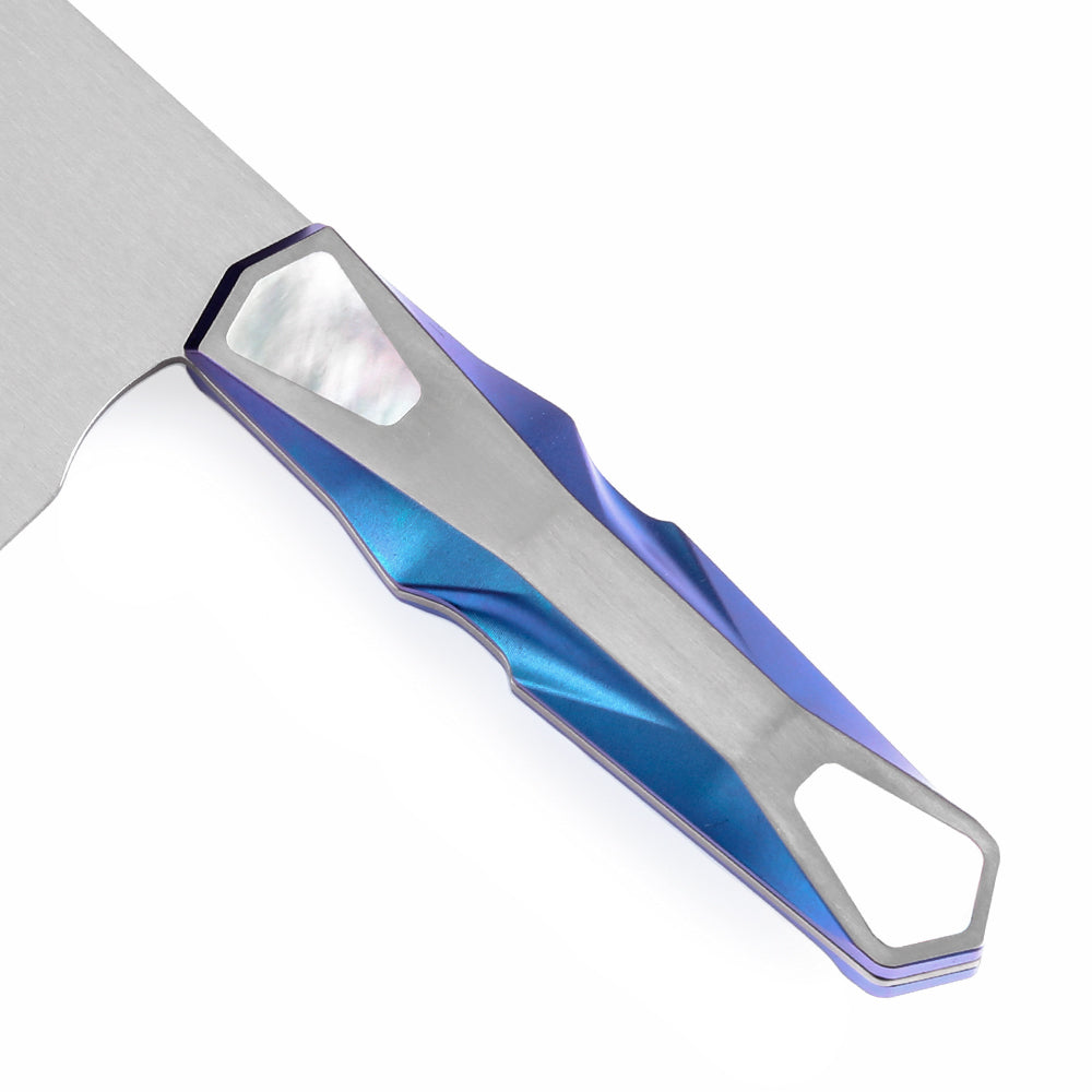 LAMBO FUTURISM Marine Kitchen Cleaver Knife, Vanax Superclean Steel, Titanium