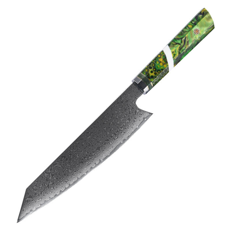 8.5-Inch Chef's Kiritsuke Knife, Damascus Steel, Resin