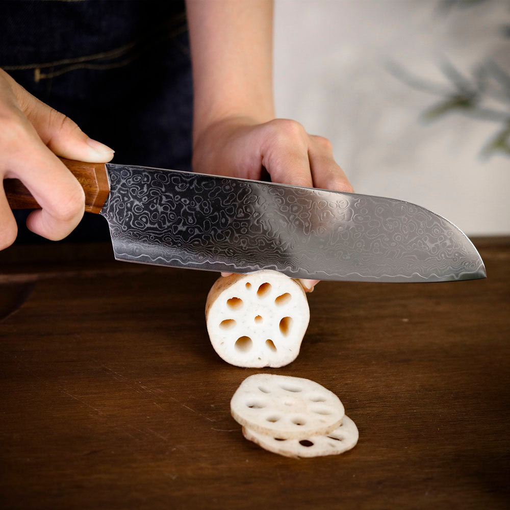 Damascus Steel Santoku 175mm (6.9") Rosewood Handle