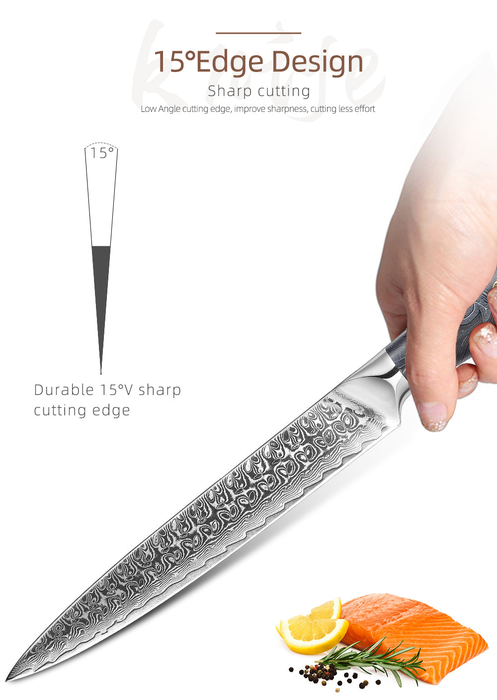 8-Inch Carving Knife, Damascus Steel, G10