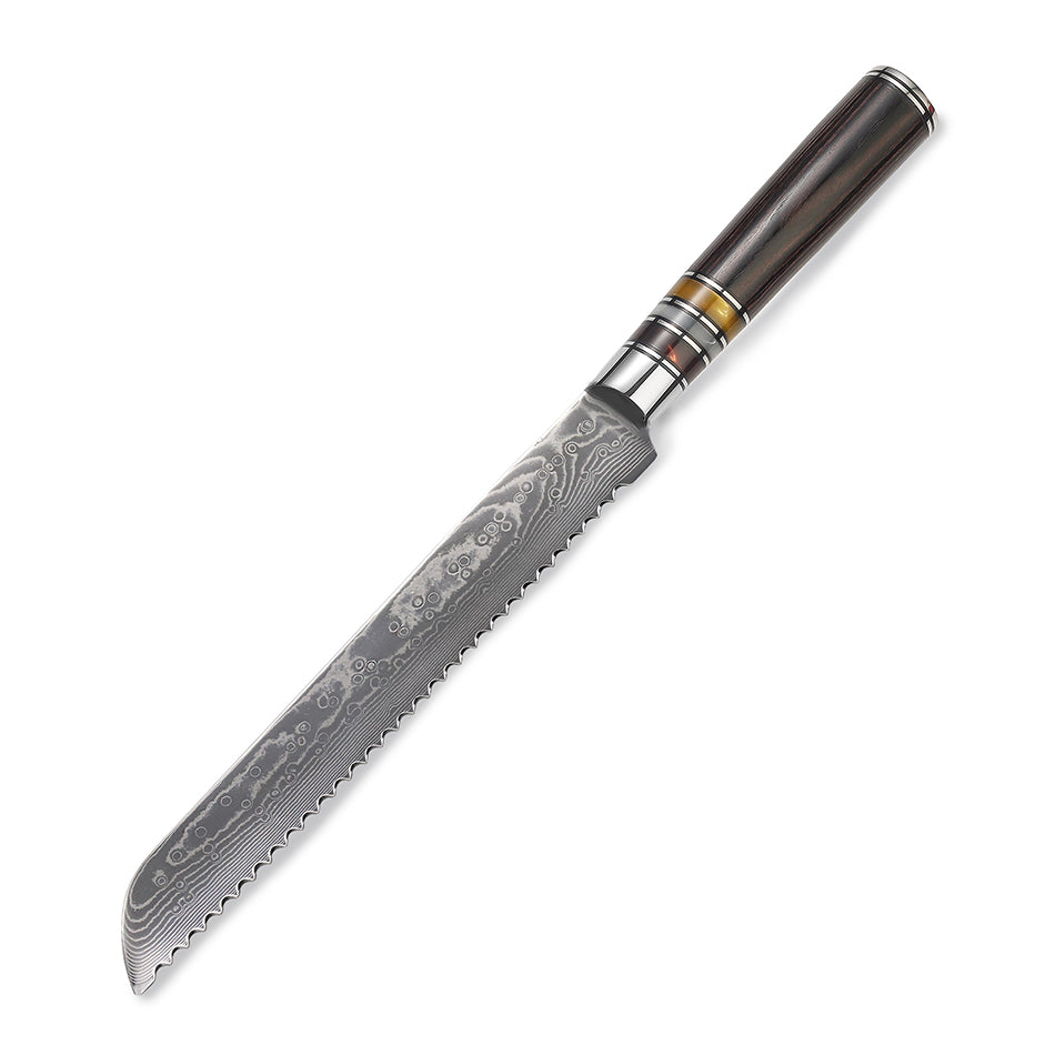 8-Inch Bread Knife, Damascus Steel, Pakkawood