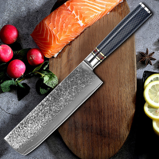 7.3-Inch Nakiri Knife, Damascus Steel, Resin