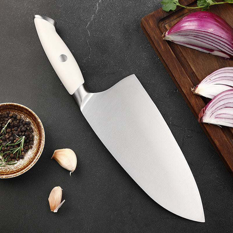 Creme White Series 7.7-Inch Cleaver Knife, German 1.4116 Steel, ABS