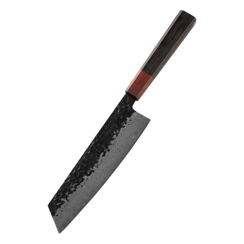 7.4-Inch Japanese Kiritsuke Knife, Damascus Steel, Ebony