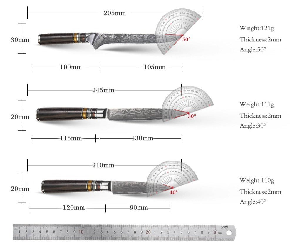9-Pieces Knife Set, Damascus Steel, Resin