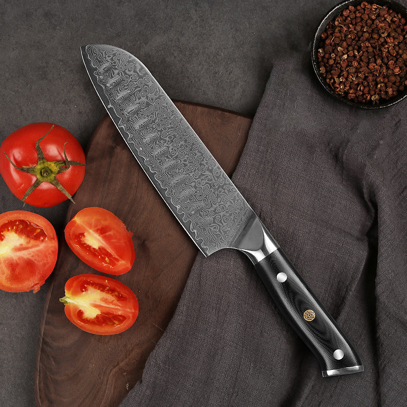 7-Inch Santoku Knife, Damascus Steel, G10