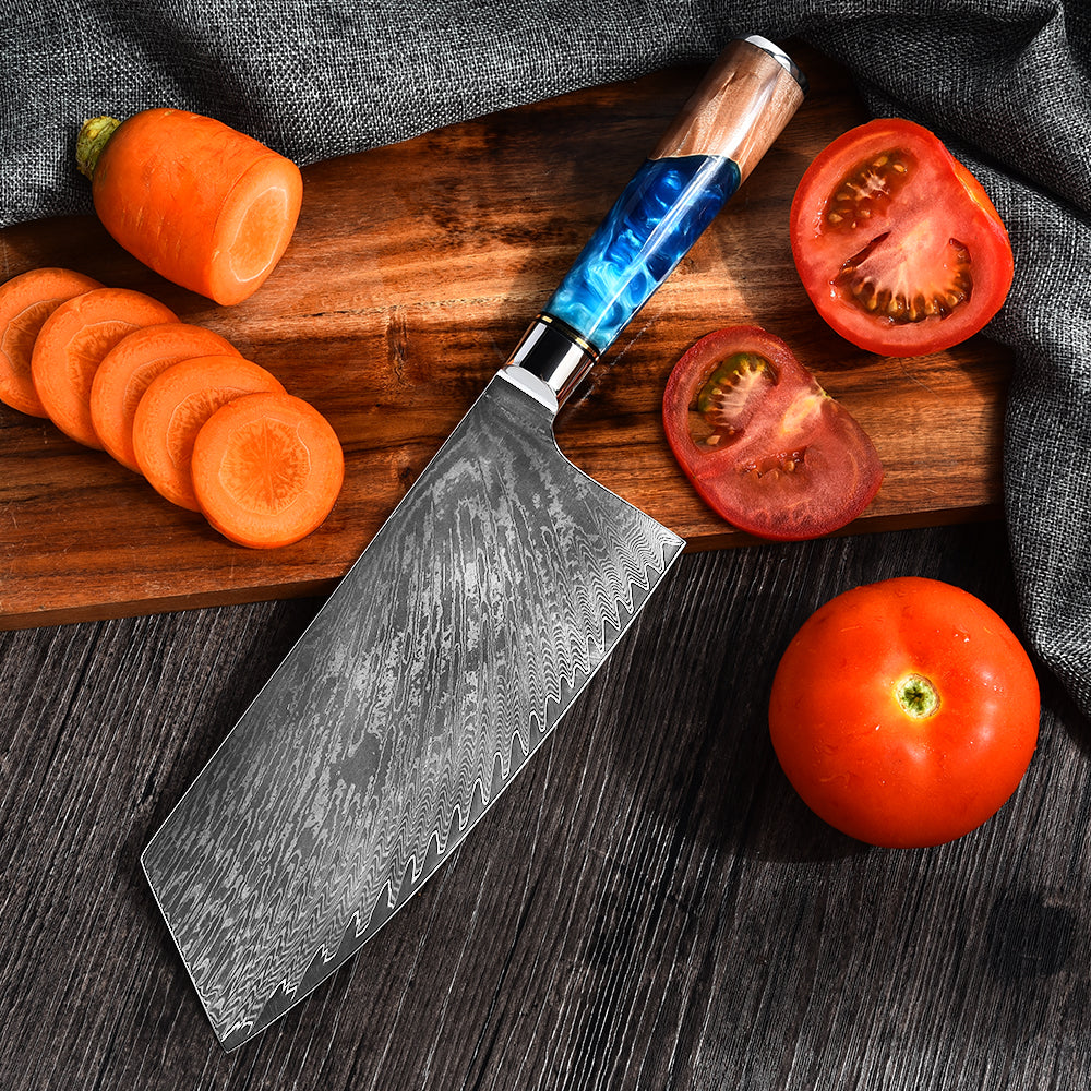 Ensemble de 9 couteaux de chef de cuisine en acier Damas VG10