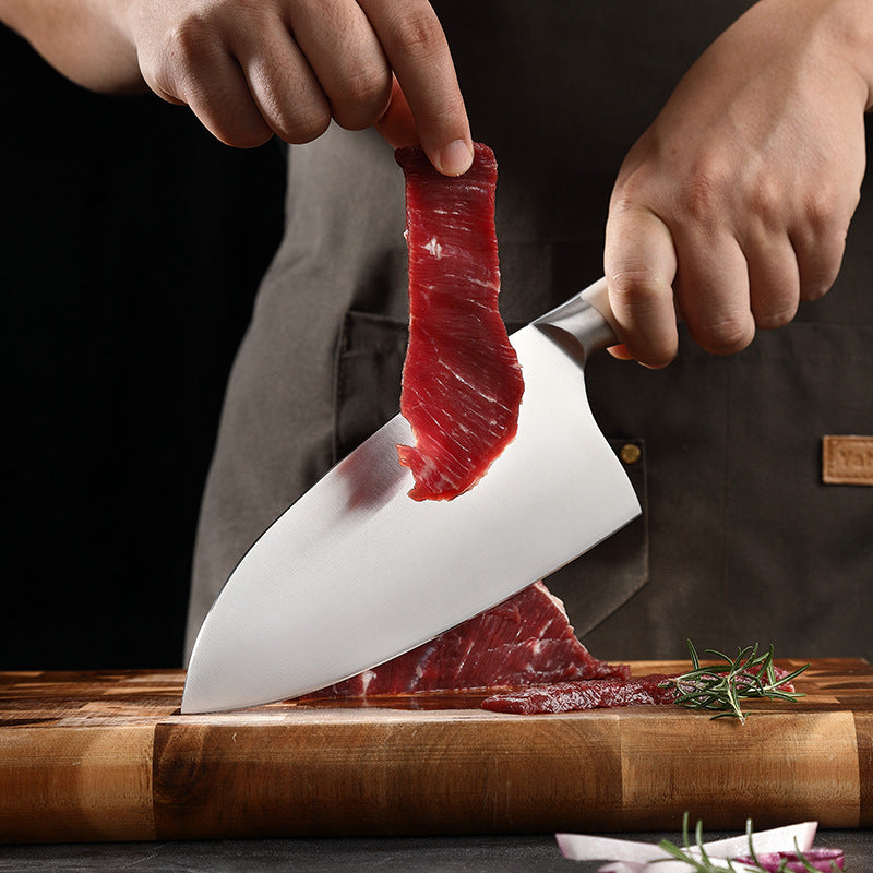 Creme White Series 7.7-Inch Cleaver Knife, German 1.4116 Steel, ABS