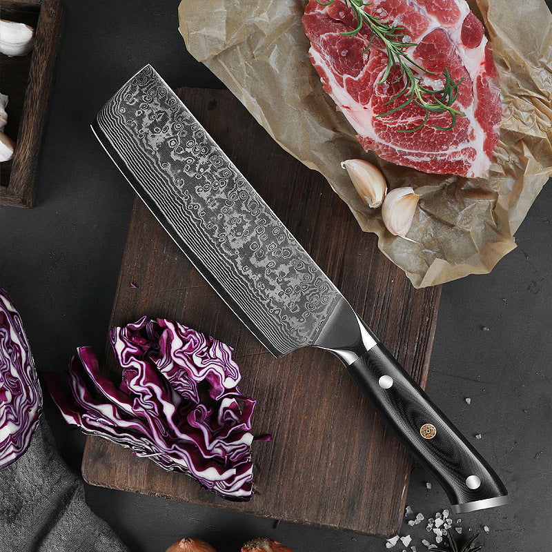 Couteau Nakiri en acier Damas VG10 de 7 pouces