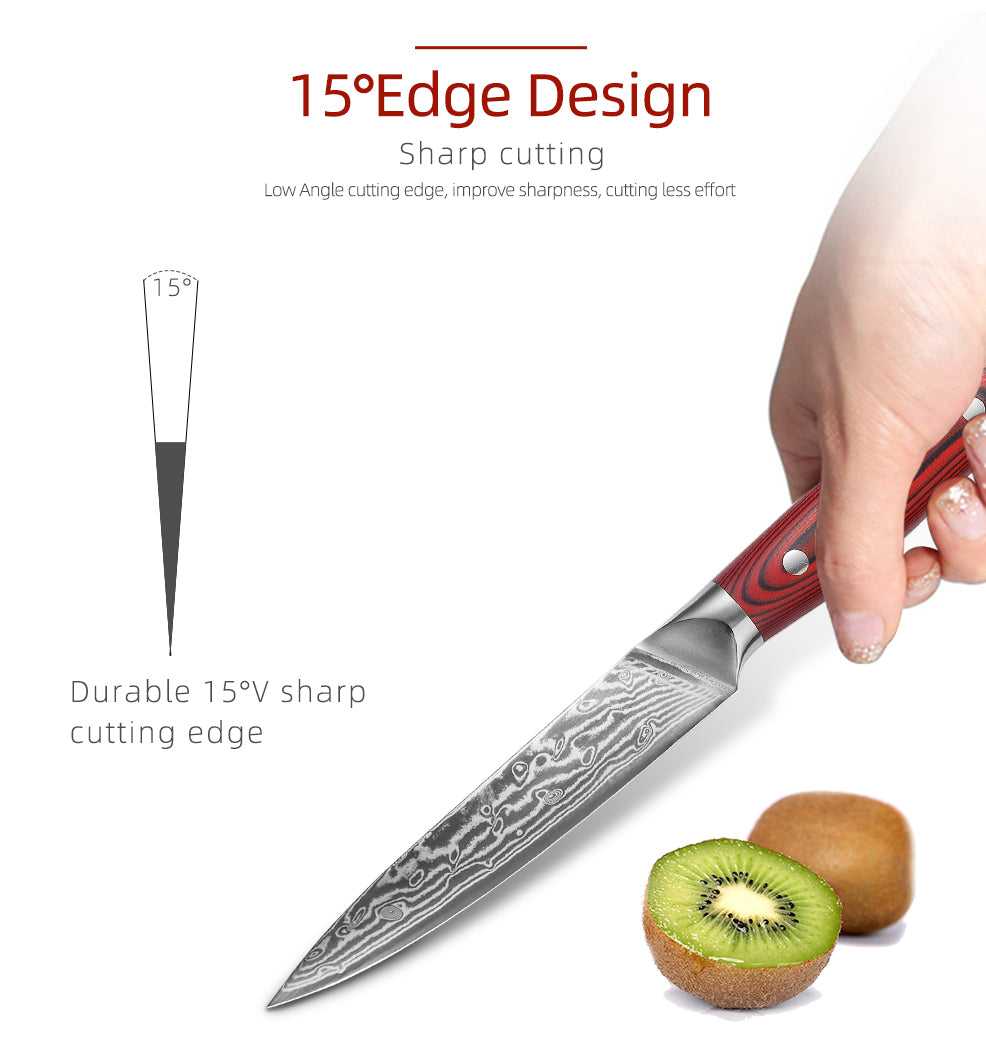 Couteau utilitaire en acier damas VG10 avec manche G10 de 5 po