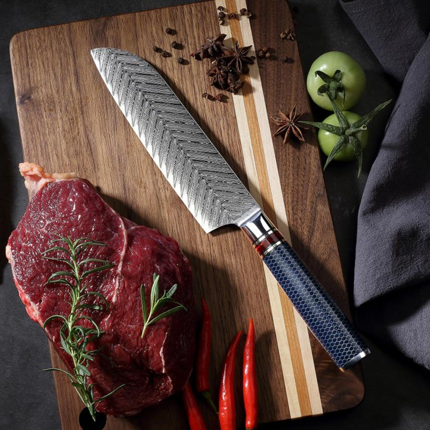 Couteau Santoku en acier damas japonais VG10 7"