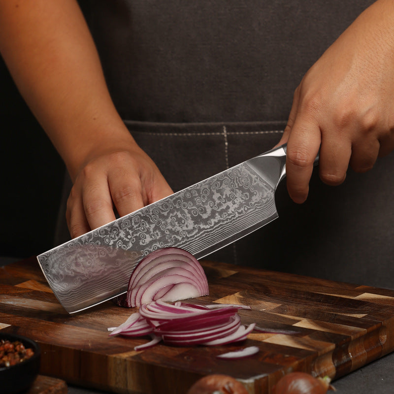 Couteau Nakiri en acier Damas VG10 de 7 pouces