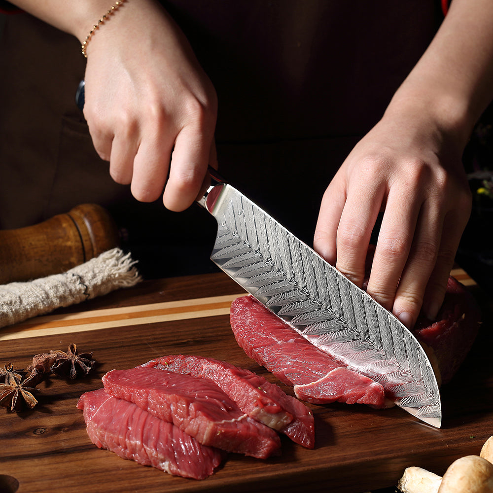 Couteau Santoku en acier damas japonais VG10 7"