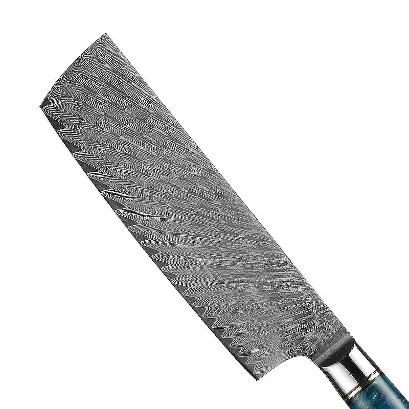 8-Inch Nakiri Knife, Damascus Steel, Resin