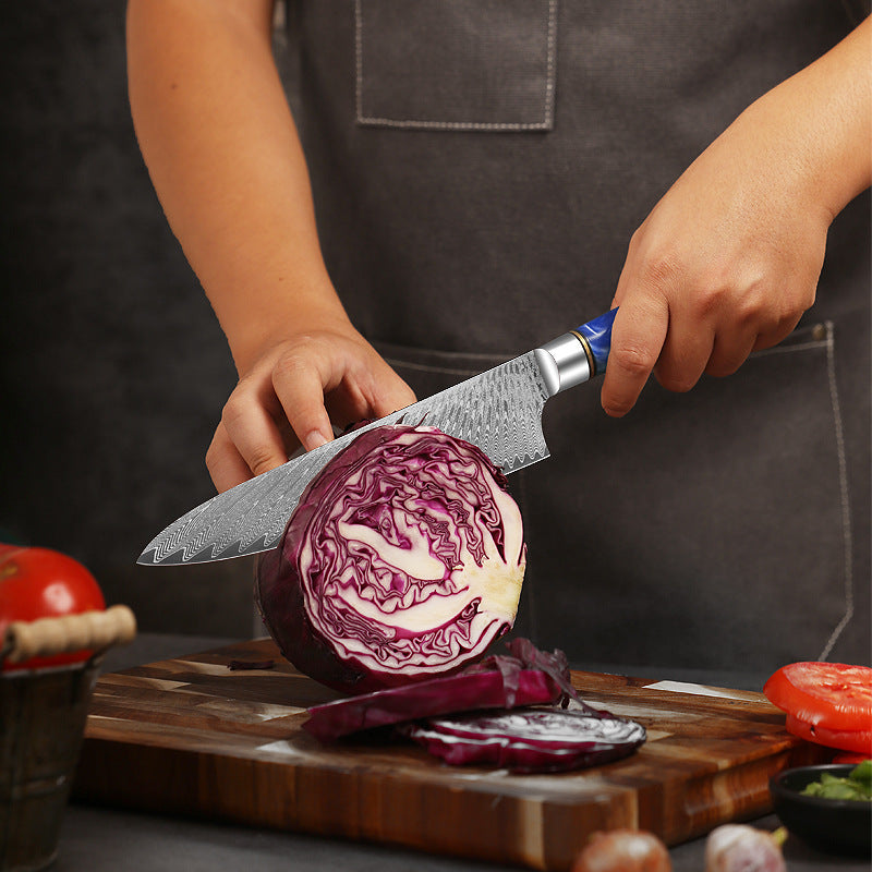 8-Inch Chef Knife, Damascus Steel, Resin