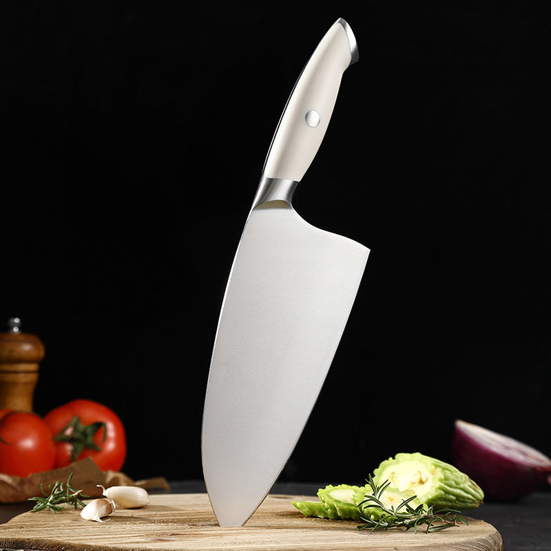 Creme White Series 7.7-Inch Cleaver Knife, German 1.4116 Steel, ABS
