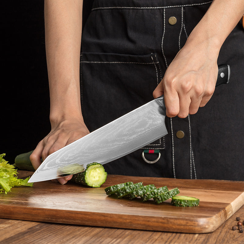 Cuchillo Kiritsuke de chef japonés de acero de Damasco de 8 "