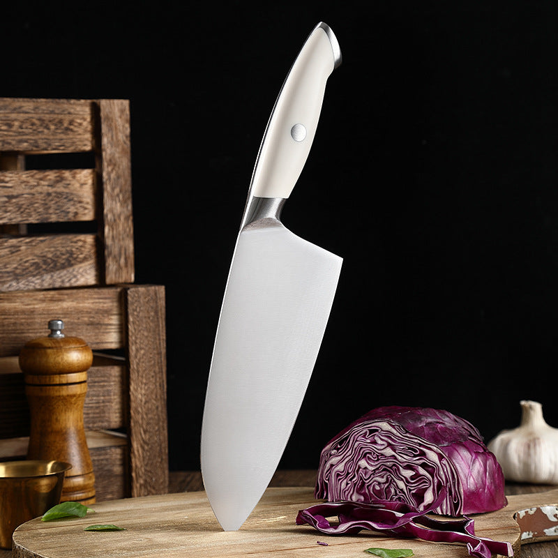 Creme White Series 7-Inch Cleaver Knife, German 1.4116 Steel, ABS