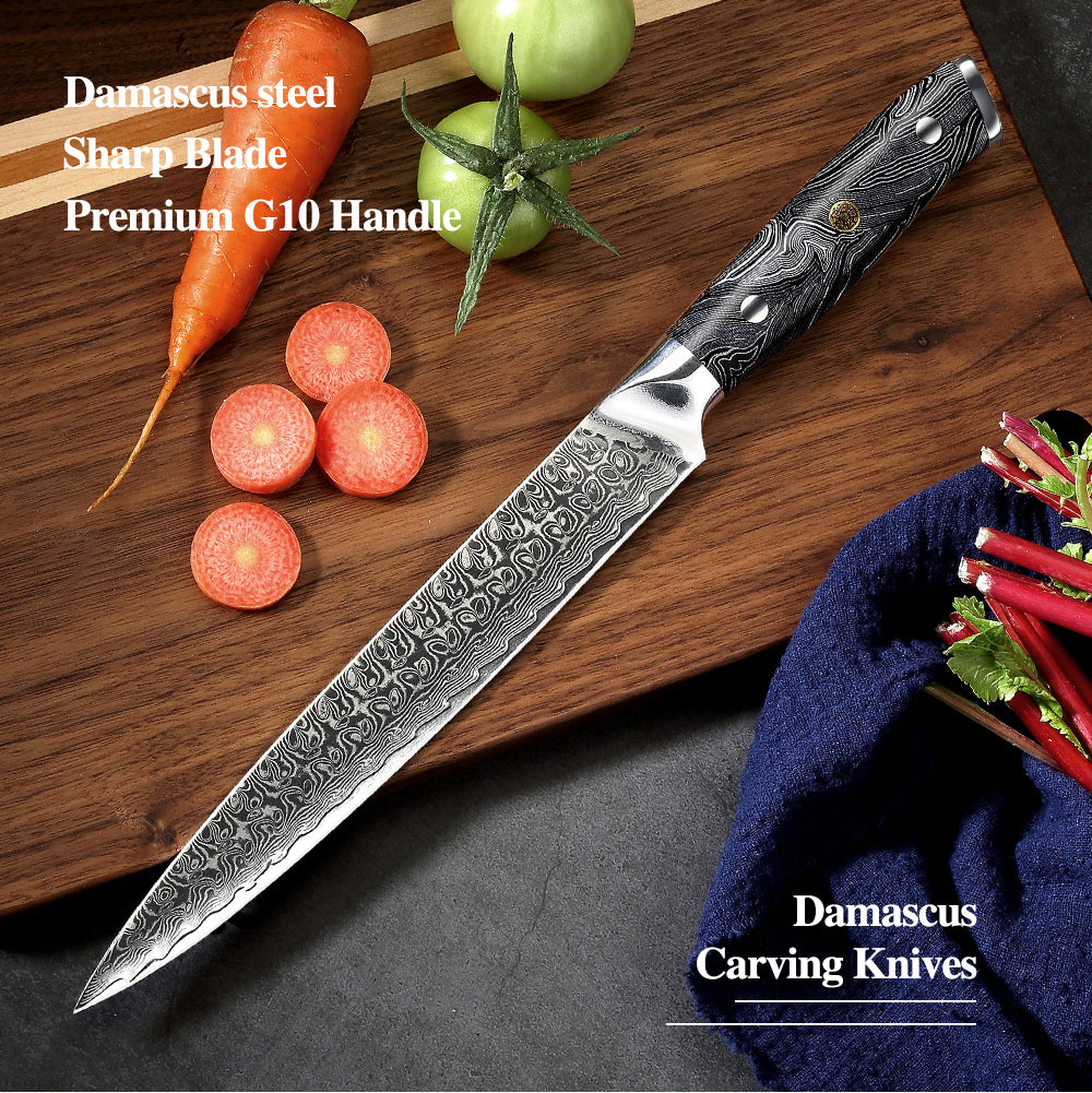 8-Inch Carving Knife, Damascus Steel, G10