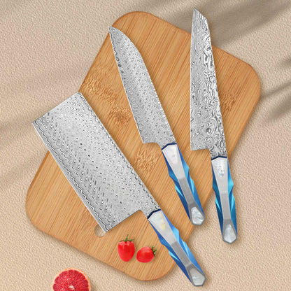 LAMBO FUTURISM Kitchen Chef's Knife, Damasteel Powder Steel, Titanium&Mother of Pearl