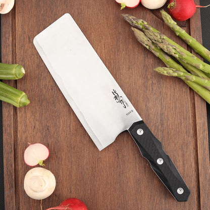 7 Inch Nakiri Knife, S35VN Steel, Carbon Fiber Handle