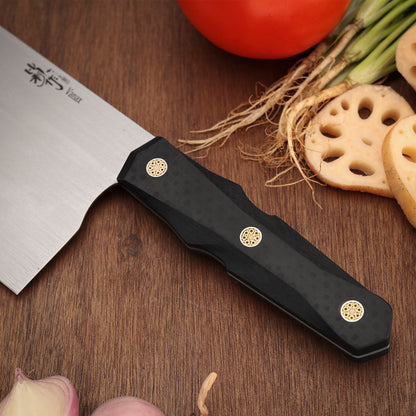 7" Vanax Steel Kitchen Chopping Knife Carbon Fiber