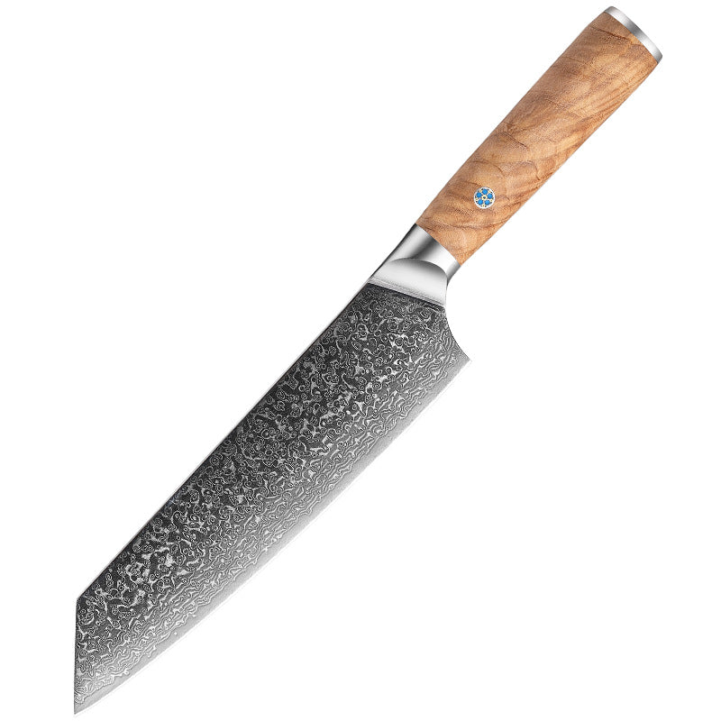 High Carbon Damascus Japanese Kitchen Knife Set, Olive Wood