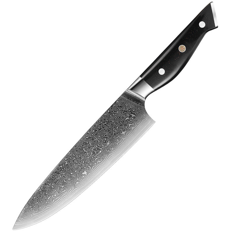W Series Kitchen Chef Knife Set, Damascus Steel, Black