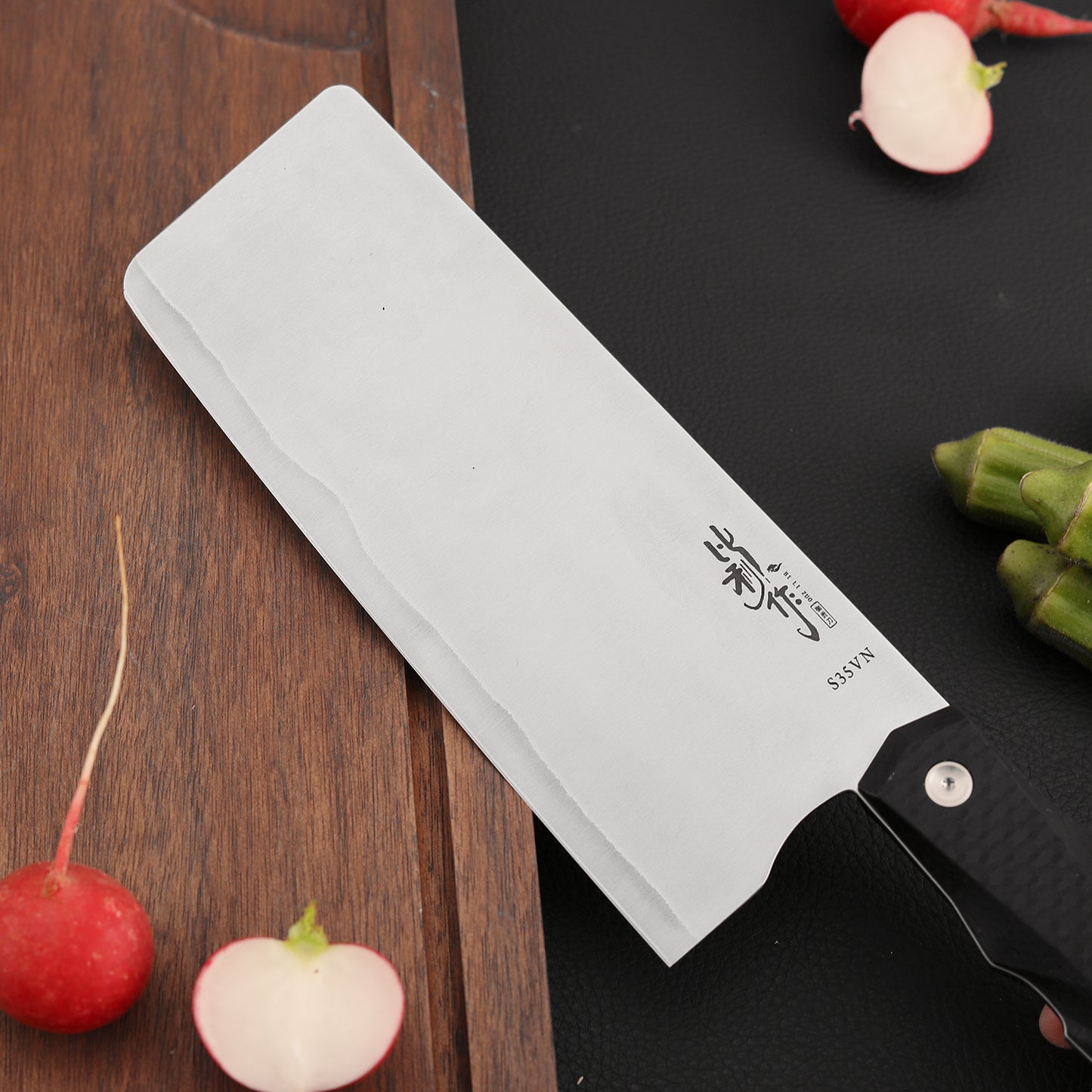 7 Inch Nakiri Knife, S35VN Steel, Carbon Fiber Handle