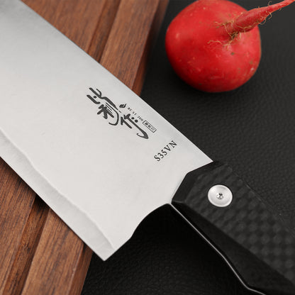 8 Inch Chef Knife, S35VN Steel, Carbon Fiber Handle