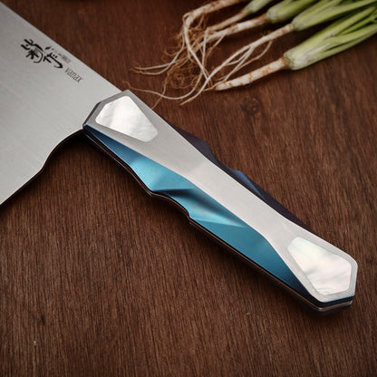 Custom Kitchen Kiritsuke Knife, Vanax Superclean Steel, Titanium