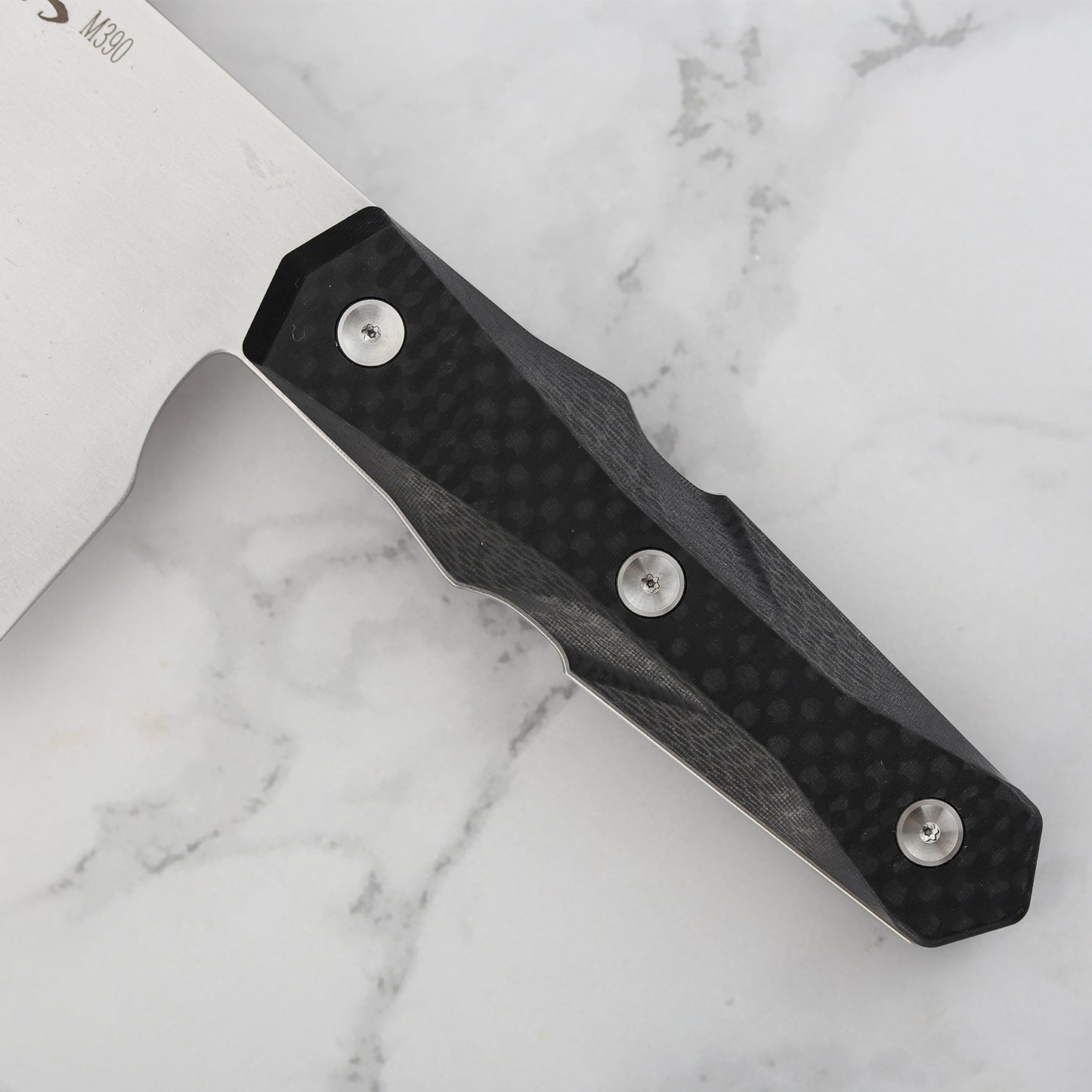 7 Inch Nakiri Slicing Knife, M390 Steel, Carbon Fiber Handle