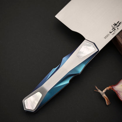 Custom Kitchen Cleaver Knife, Vanax Superclean Steel, Titanium