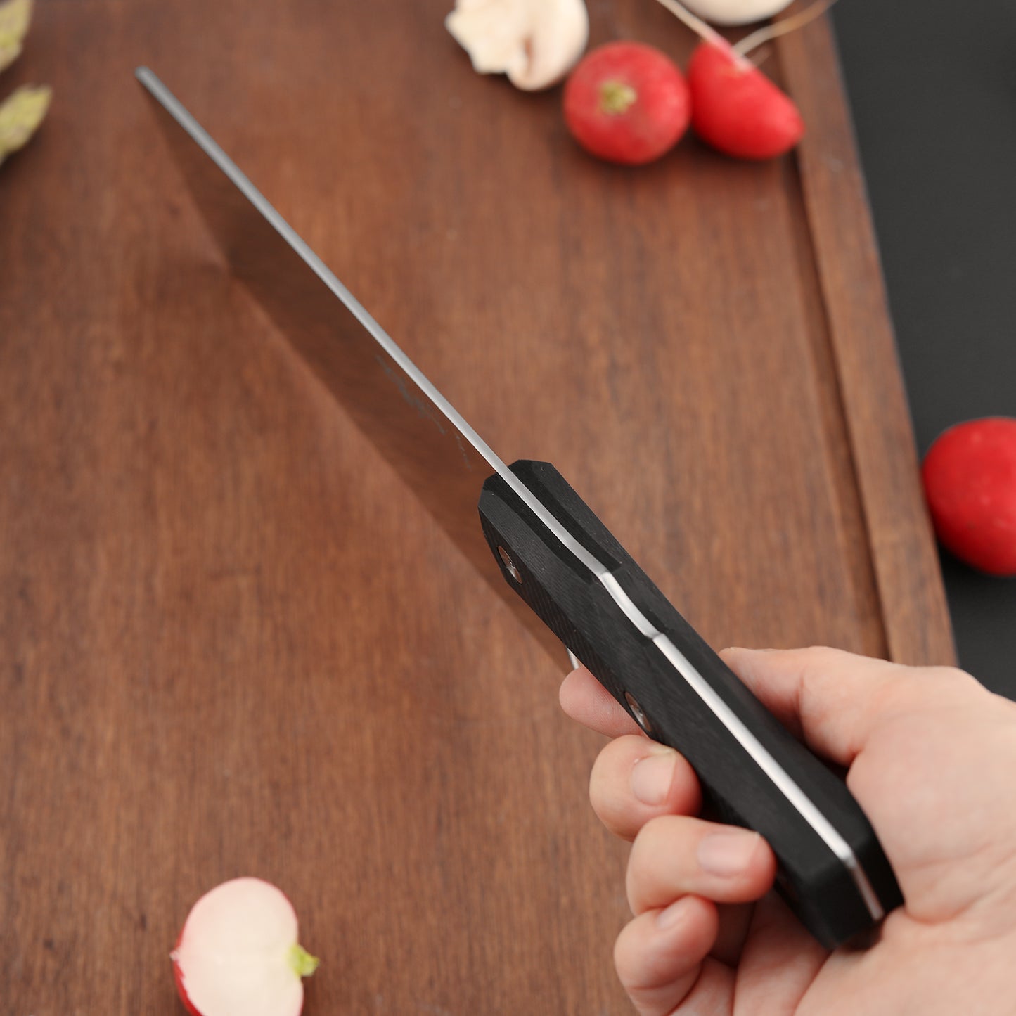 7 Inch Nakiri Knife, S35VN Steel, Carbon Fiber Handle