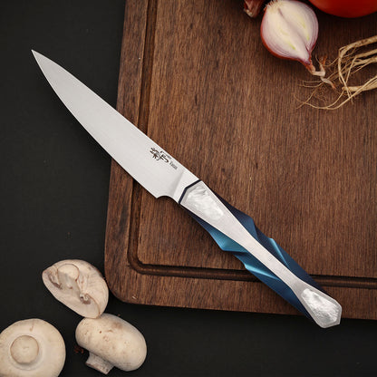 Custom Kitchen Utility Knife, Vanax Superclean Steel, Titanium