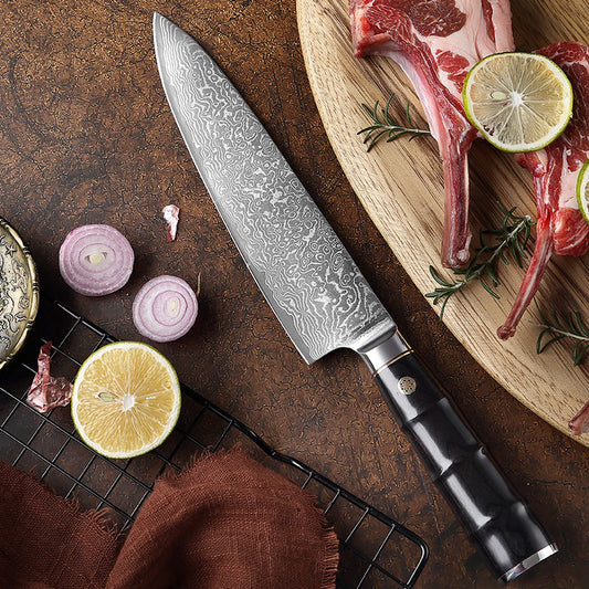 Bamboo Series 7.7-Inch Chef Knife, Damascus Steel, Wood