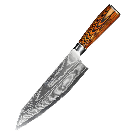 8 Inch Damascus Chef's Kiritsuke Knife, Pakkawood Handle