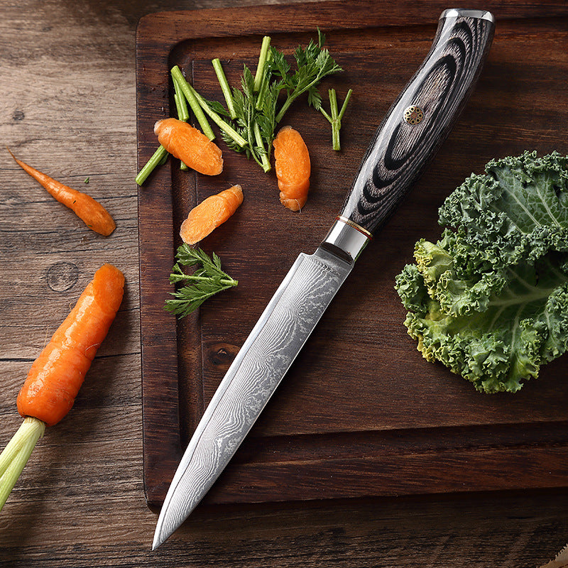 L Series 4.8-Inch Utility Knife, Damascus Steel, Wood